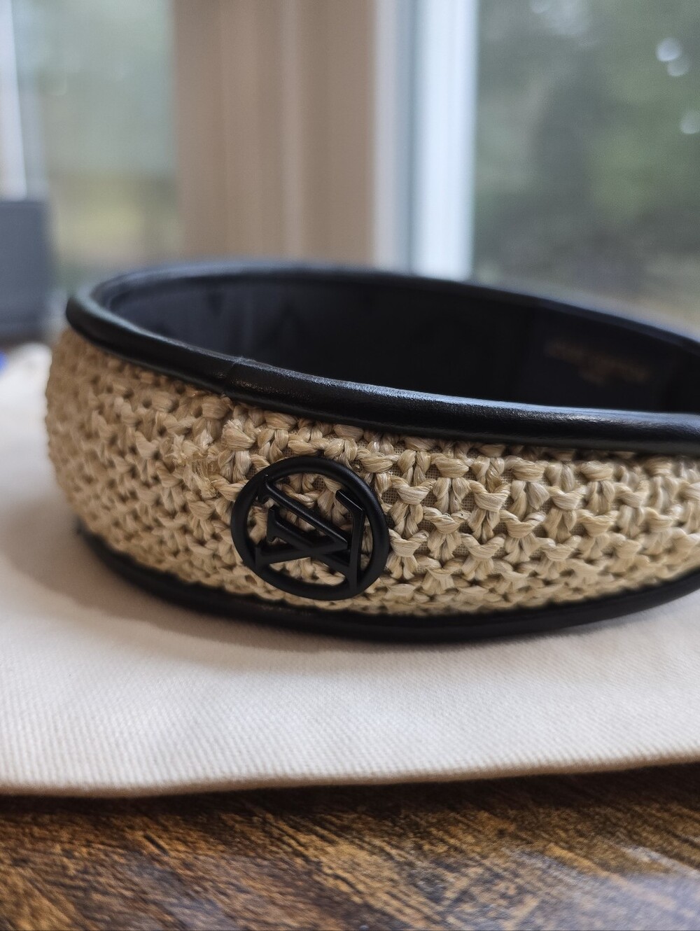 Louis Vuitton Woven Raffia Headband with Black Trim